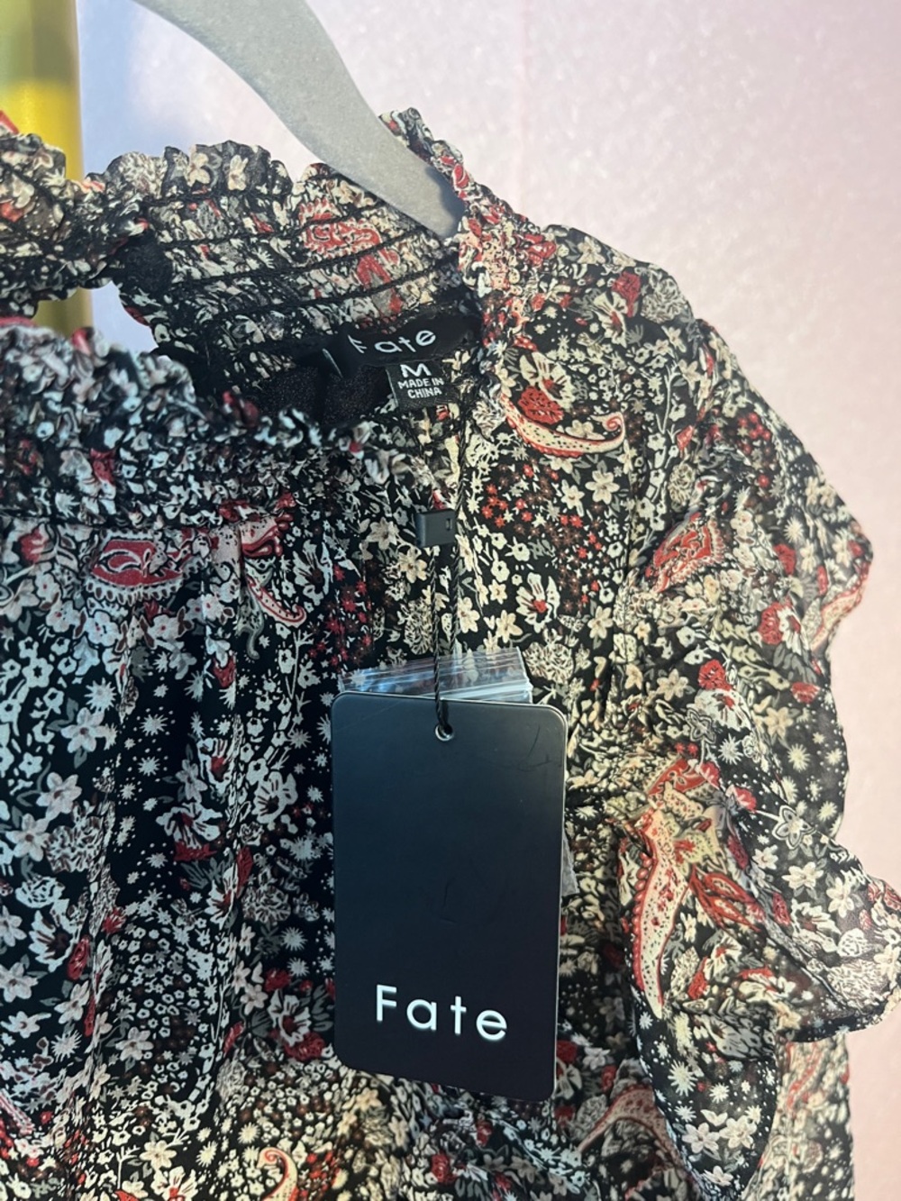 FATE Black Paisley Floral Ruffle Mini Dress - Picture 2 of 8
